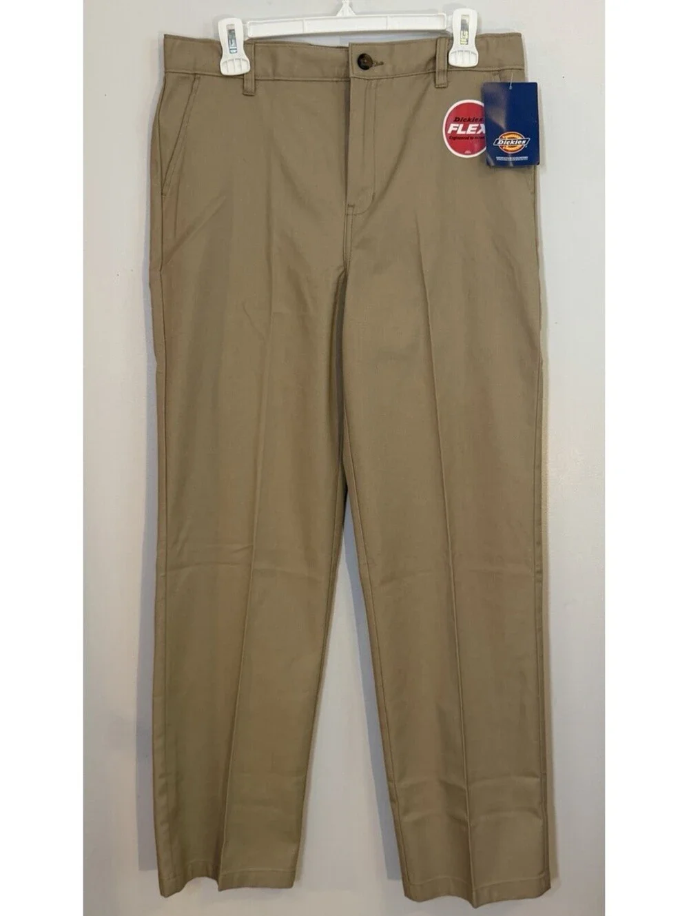 NWT Dickies Boys Flex Khaki Pants Size 20 School Uniform Flat Front Straight Leg